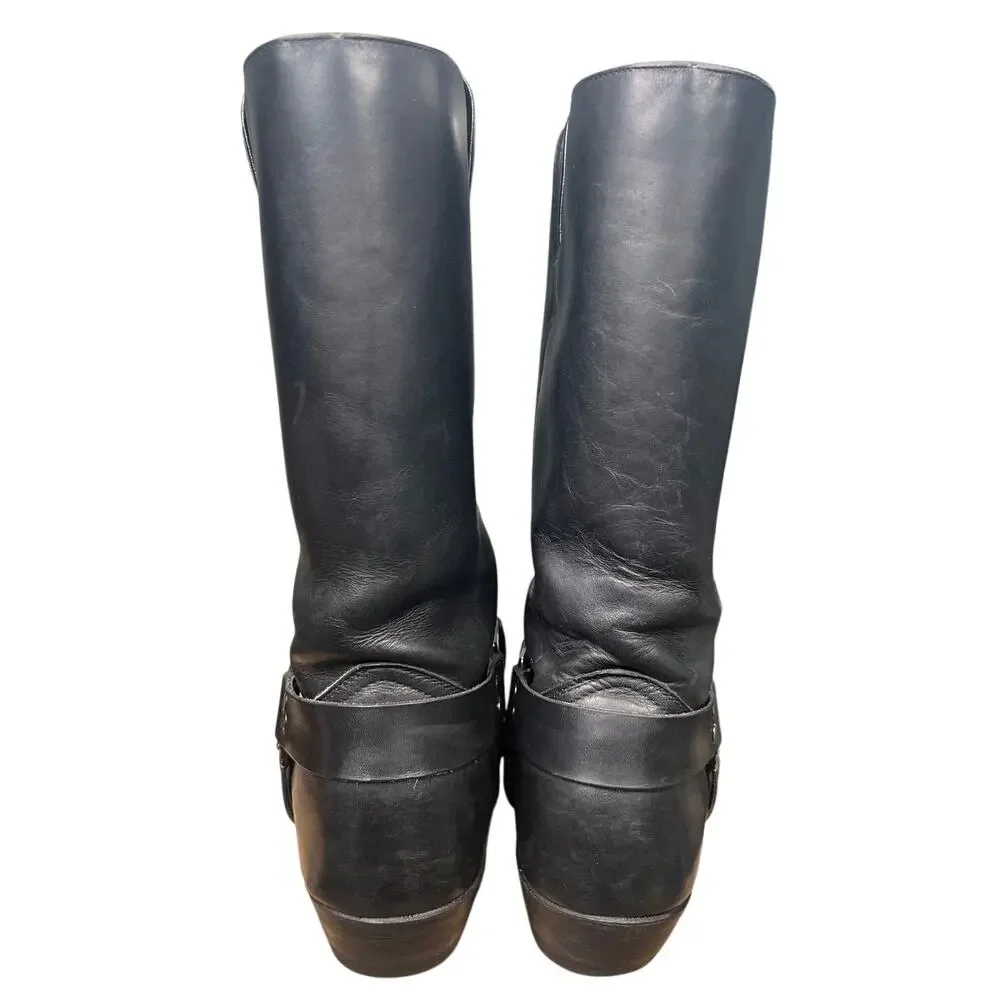 Boulet Men's Black Leather Wide Harness Biker Boots Size 10 E
